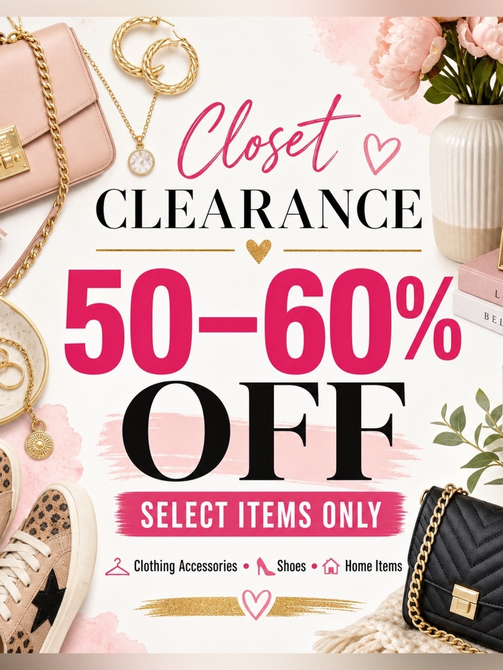 Closet Clearout Sale | 50–60% Off Select Clothing,Accessories, Shoes & Home Item